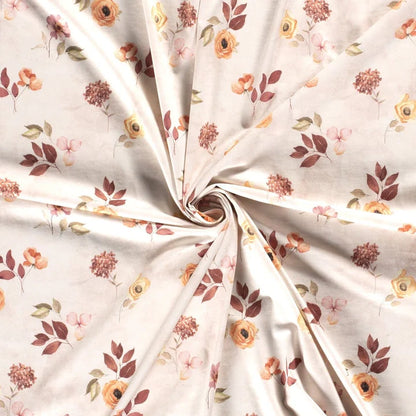 Jersey de coton fleurs roses