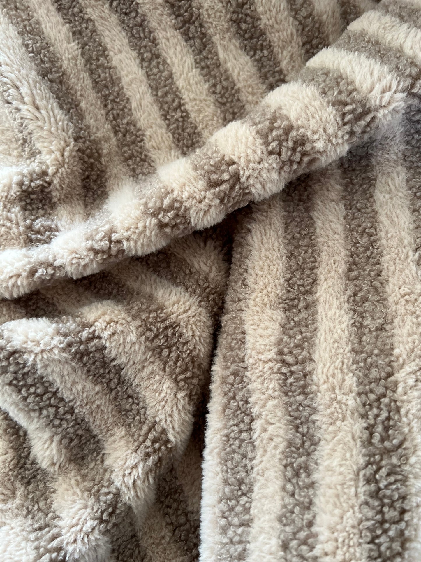 Sherpa Teddy Rayé Beige Taupe