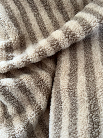 Sherpa Teddy Rayé Beige Taupe