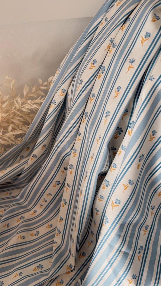 Blue floral cotton poplin