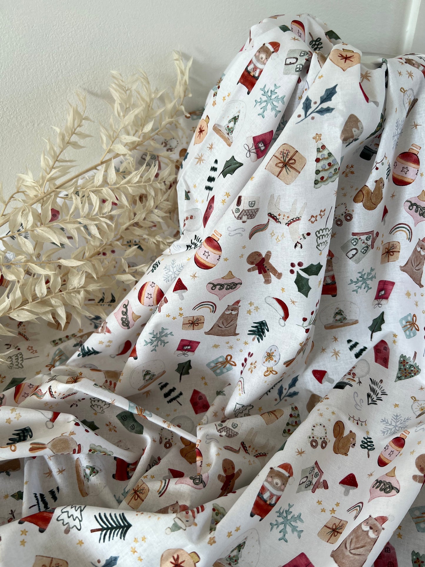 Coton Imprimé Noël Blanc / Rouge