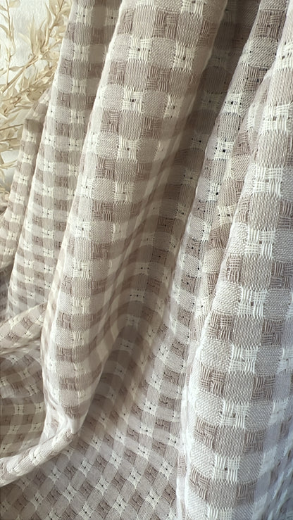 Tissu coton à carreaux sable