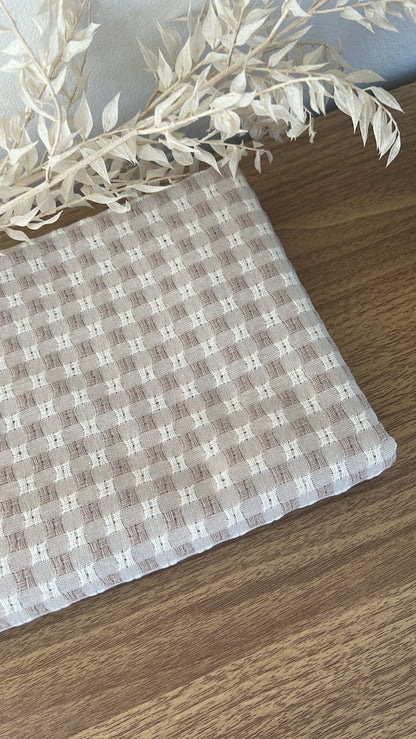 Tissu coton à carreaux sable
