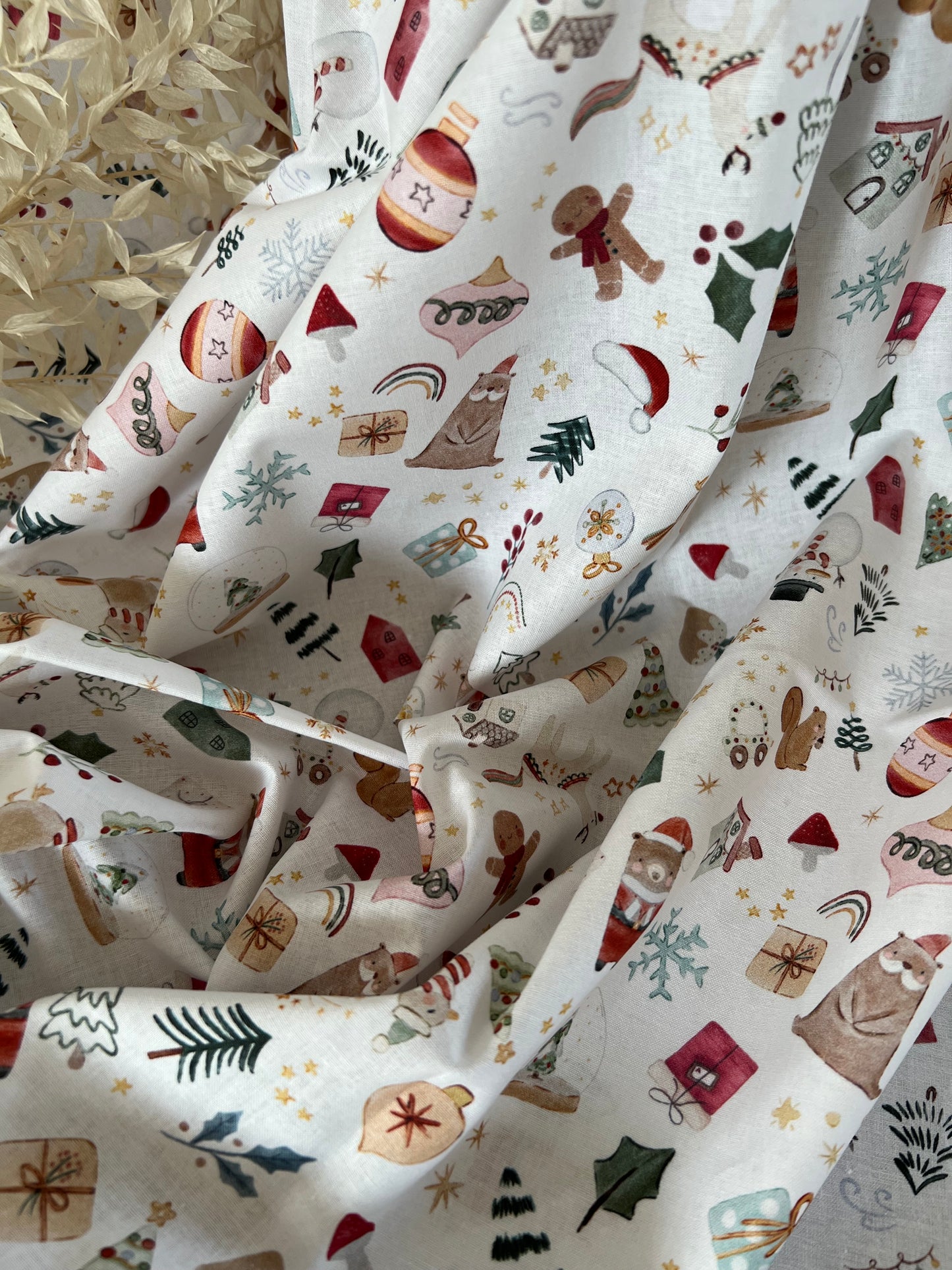 Coton Imprimé Noël Blanc / Rouge