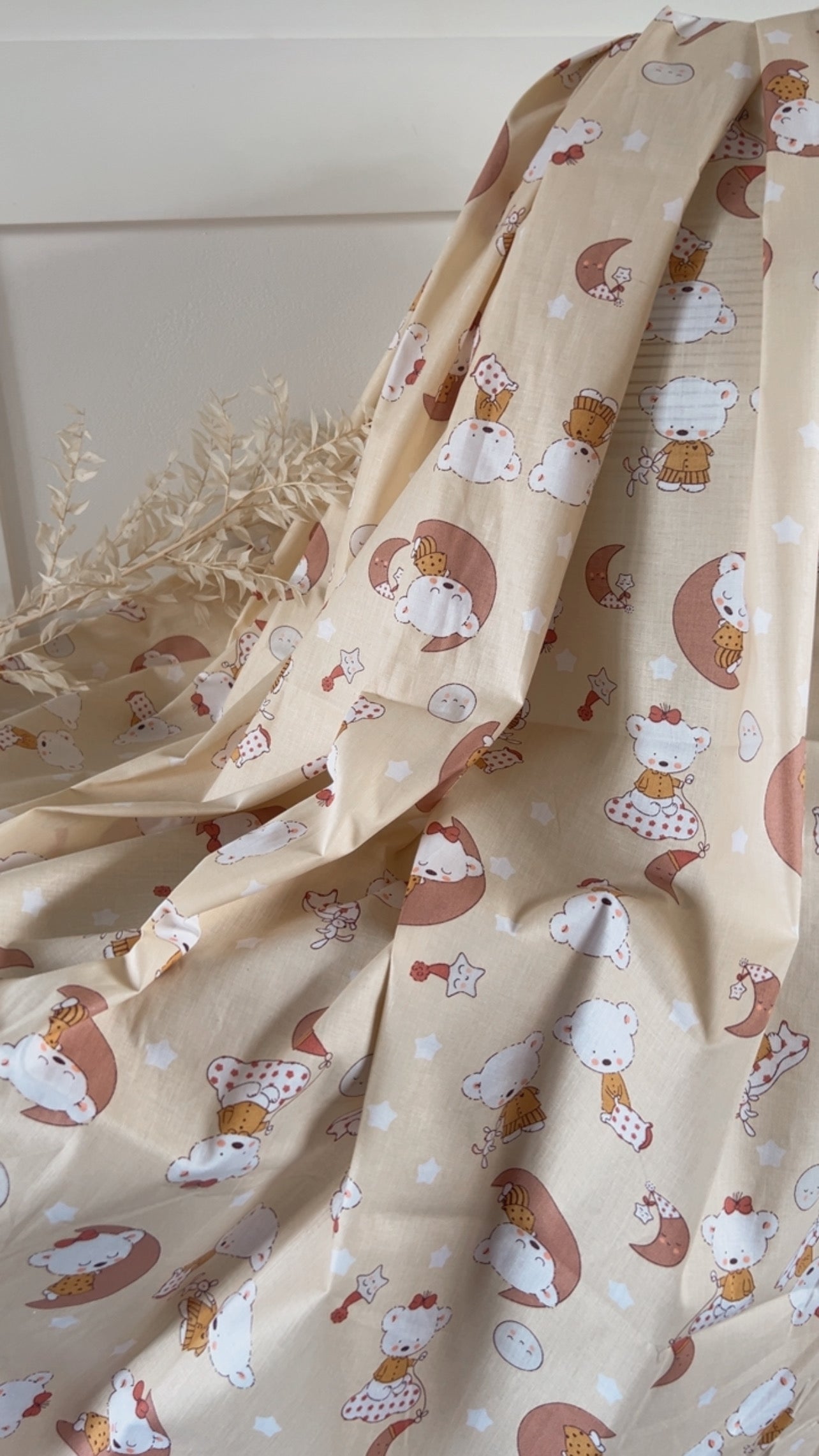 Coton Imprimé Moonbear Vanille Terracotta