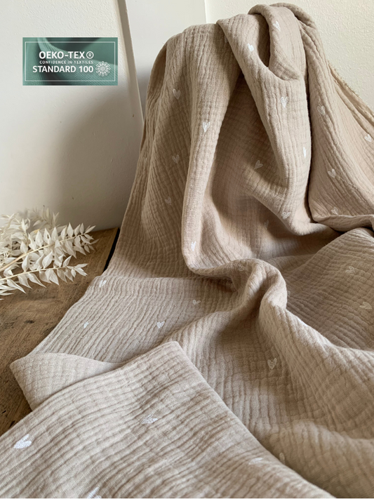 Double Gaze Coeurs Beige