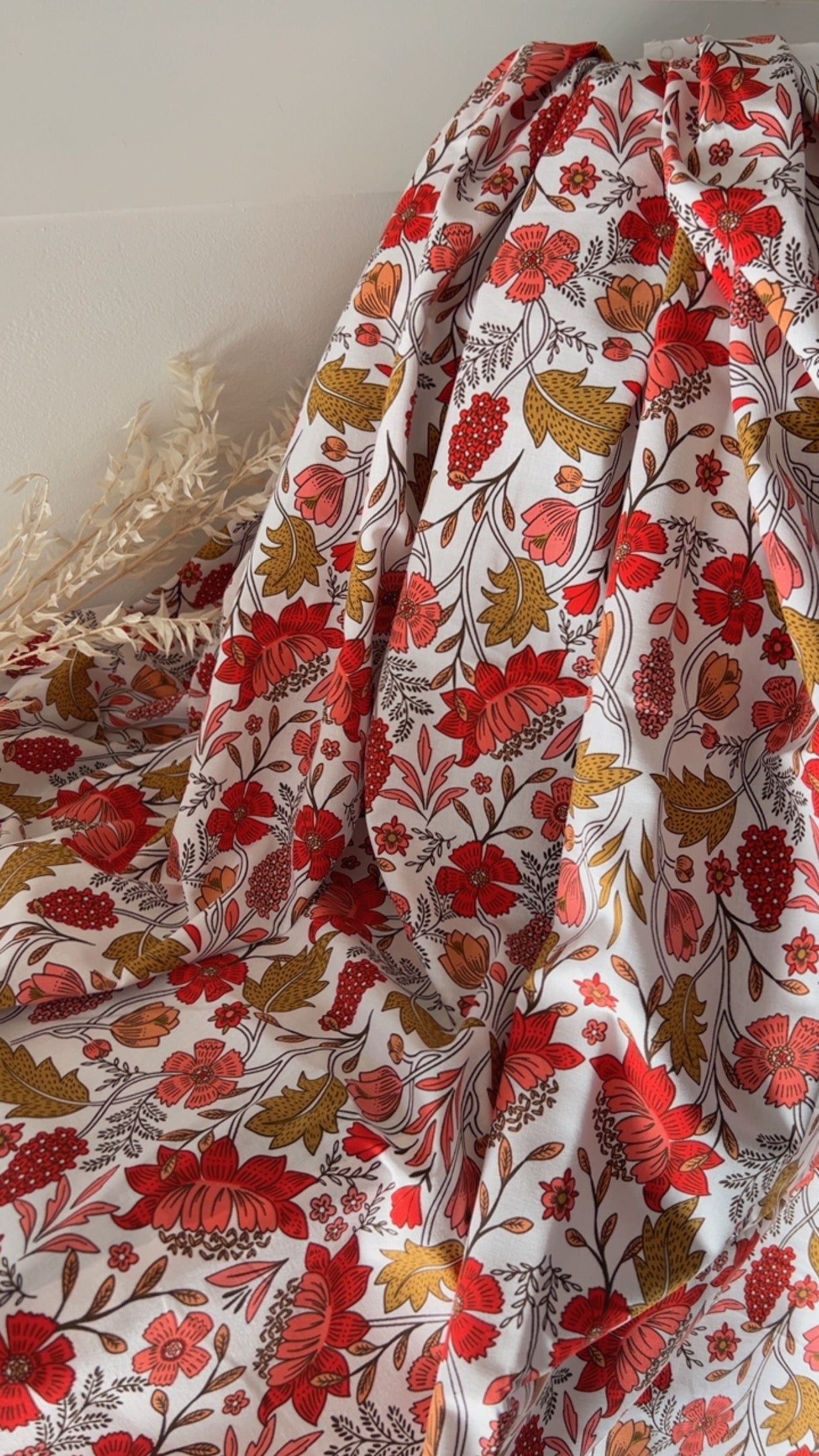 Coton Imprimé LIZUL Blanc / Rouge