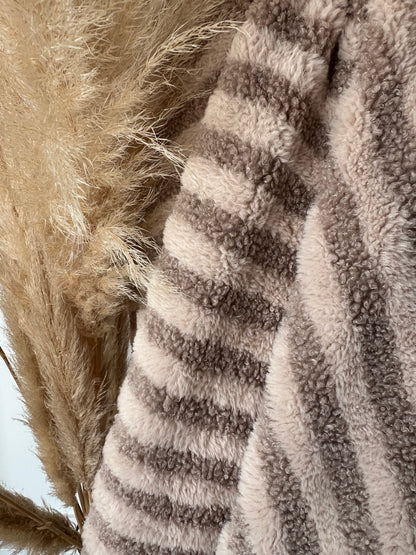 Sherpa Teddy Rayé Beige Taupe