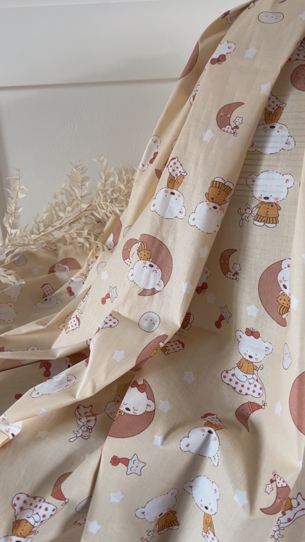 Coton Imprimé Moonbear Vanille Terracotta