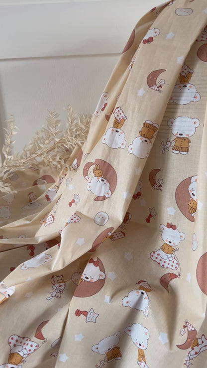 Coton Imprimé Moonbear Vanille Terracotta