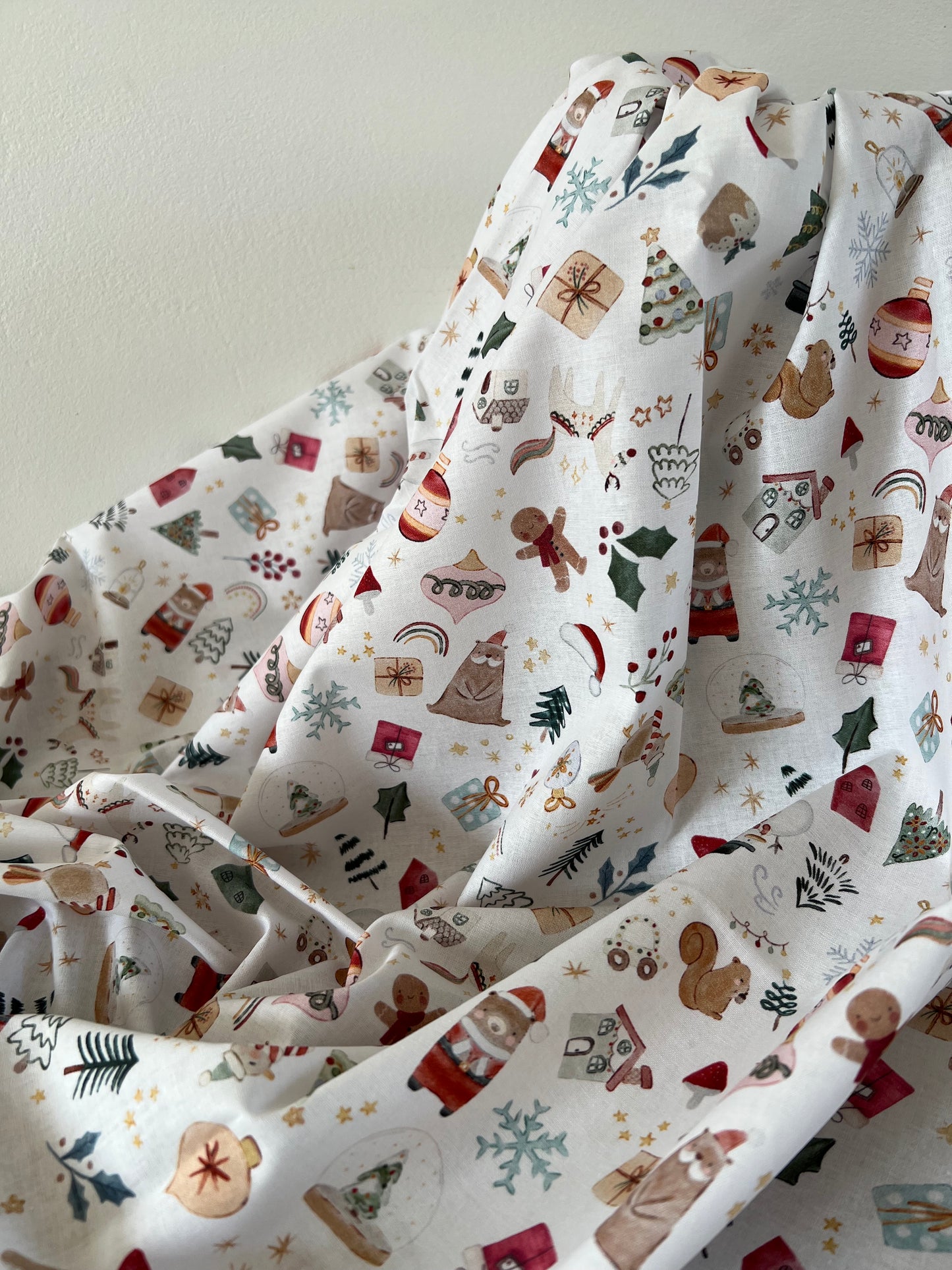 Coton Imprimé Noël Blanc / Rouge