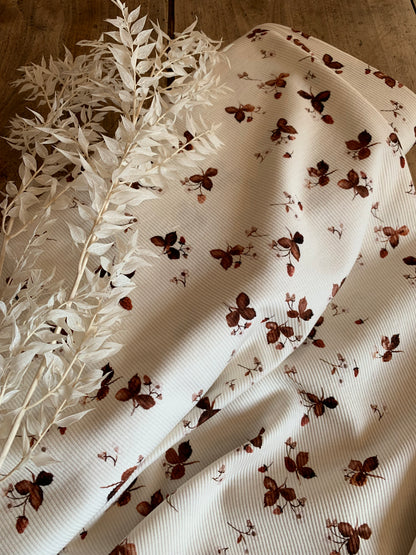 Tissu Maille Tricot Côtelé - feuille noisette