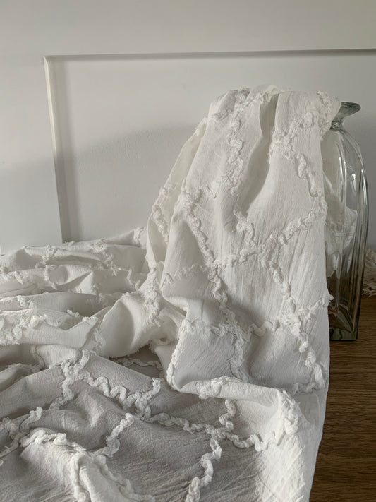 Coton brodé Texturé Carreau