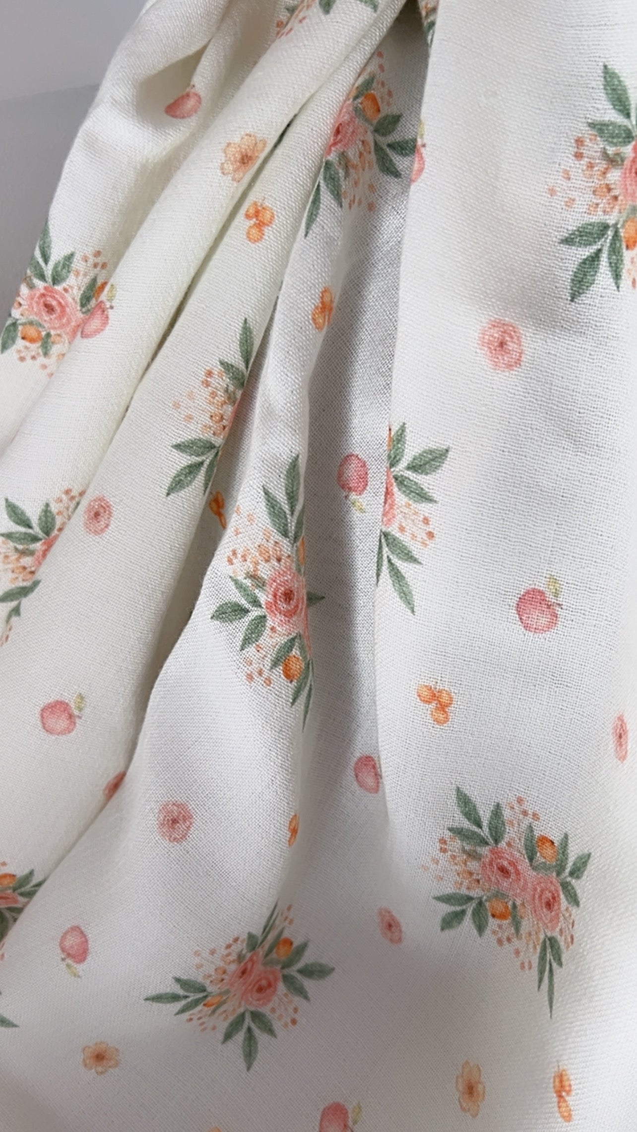 Exclusive – Double gaze de coton Pêche Florale