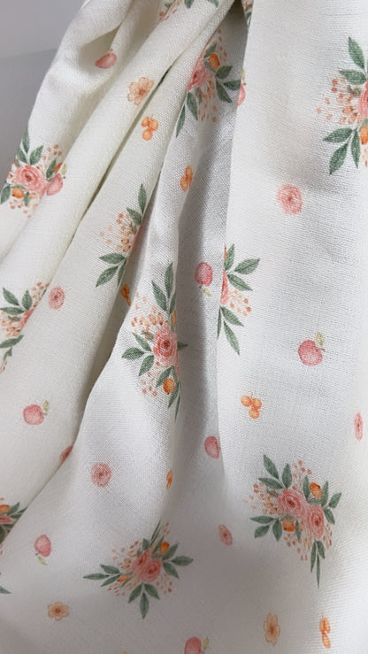 Exclusive – Double gaze de coton Pêche Florale