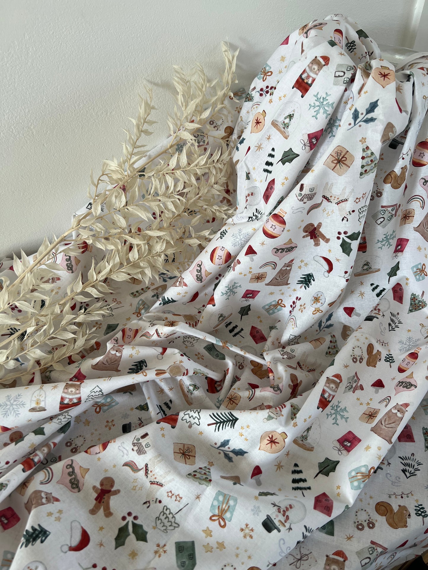 Coton Imprimé Noël Blanc / Rouge