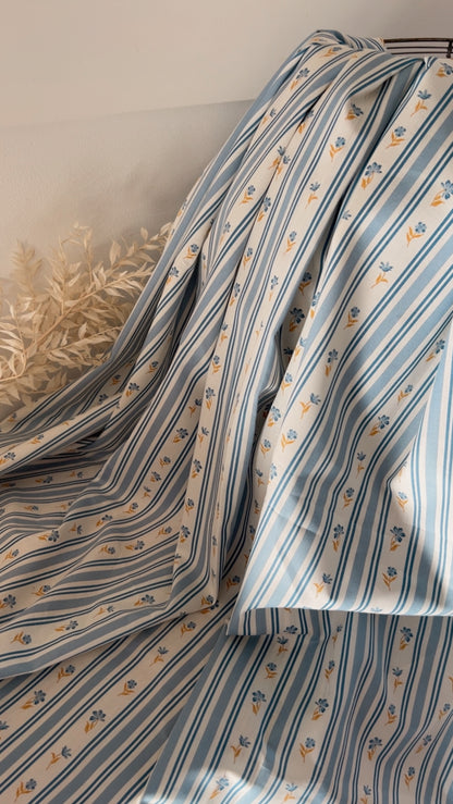 Blue floral cotton poplin