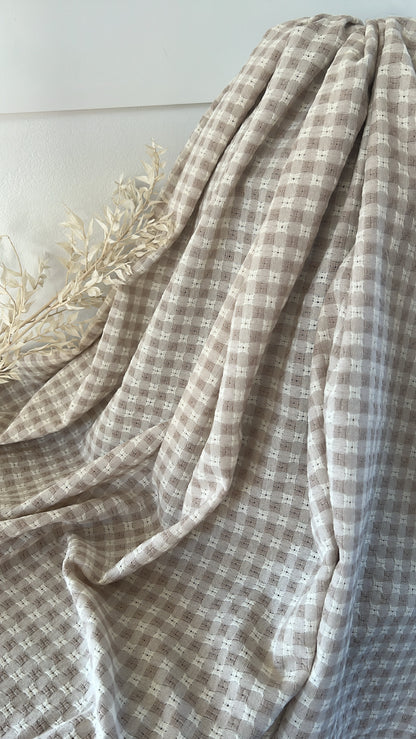 Tissu coton à carreaux sable