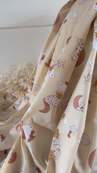 Coton Imprimé Moonbear Vanille Terracotta