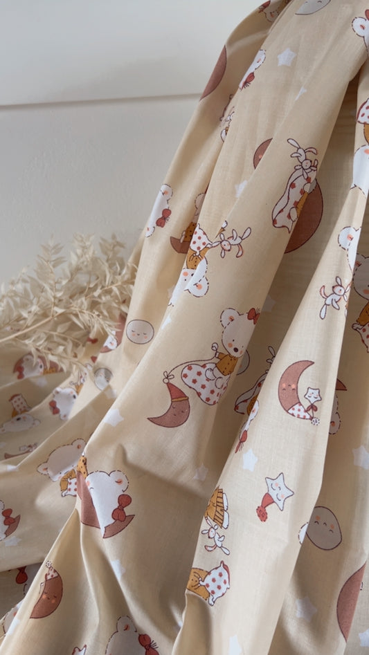 Moonbear Vanilla Terracotta Printed Cotton