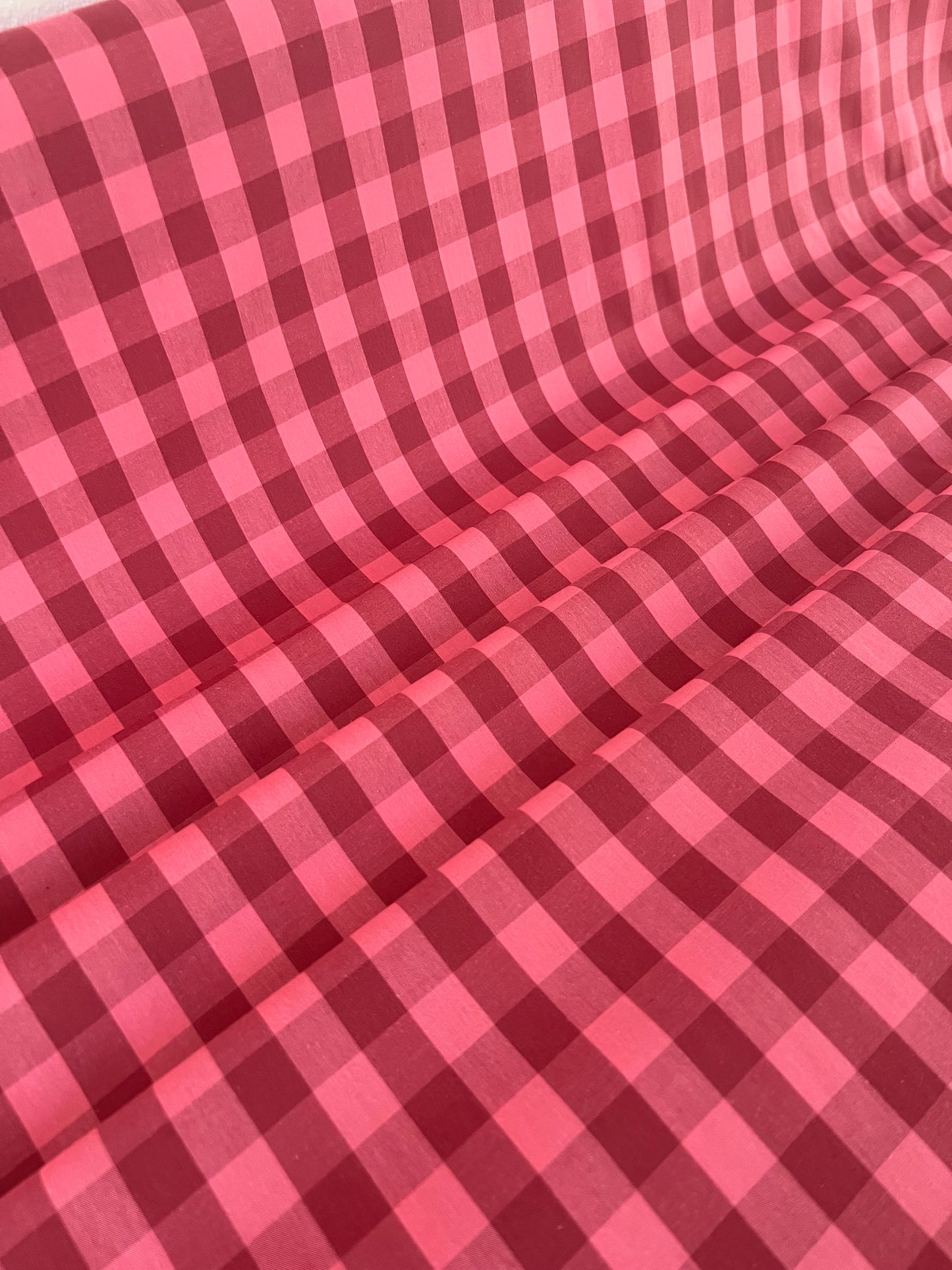 Coton à carreaux Rose Framboise
