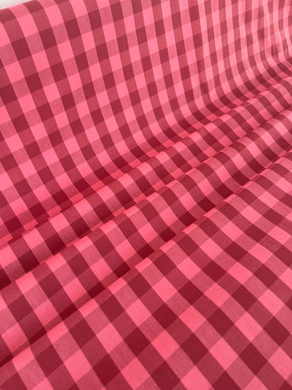 Coton à carreaux Rose Framboise