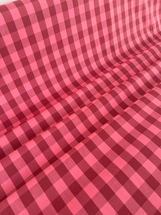 Coton à carreaux Rose Framboise