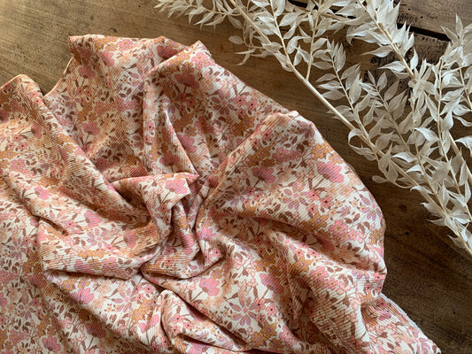 Tissu Maille Tricot Côtelé - Fleur Des Prés Pastel