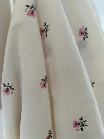 Coton Voile Broderie Fleurs
