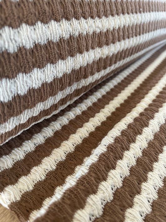 Jacquard Tricoté Rayures Camel