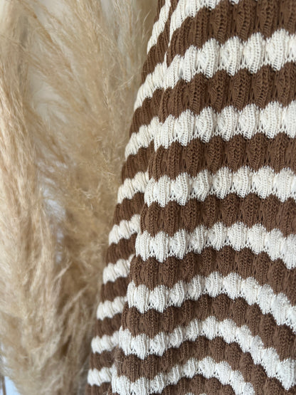 Jacquard Tricoté Rayures Camel