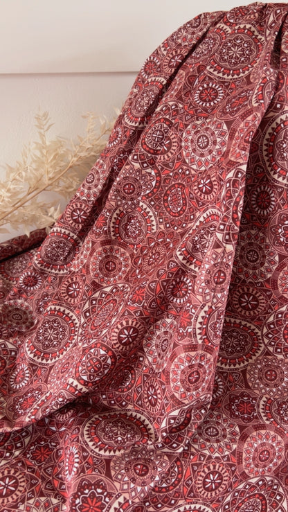 Coupon 1m - Coton Imprimé Bordeaux Terra