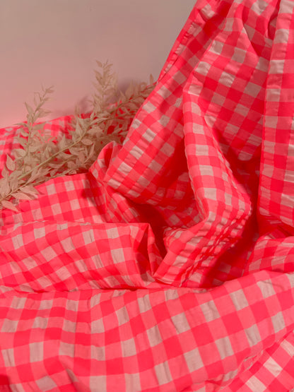 Popeline de coton vichy Rose