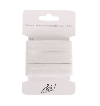 ELASTIQUE PLAT MAILLE POLYESTER BLANC 20 MM. X 1,5 M.