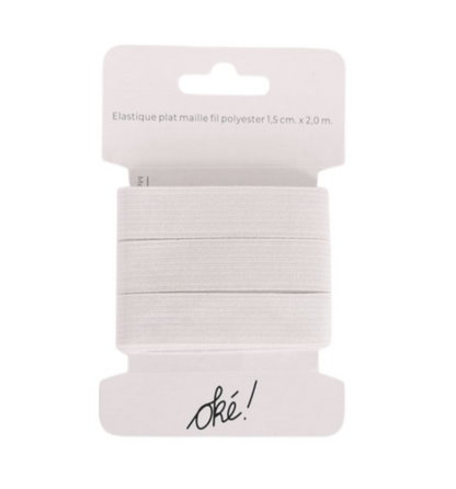 ELASTIQUE PLAT MAILLE POLYESTER BLANC 20 MM. X 1,5 M.
