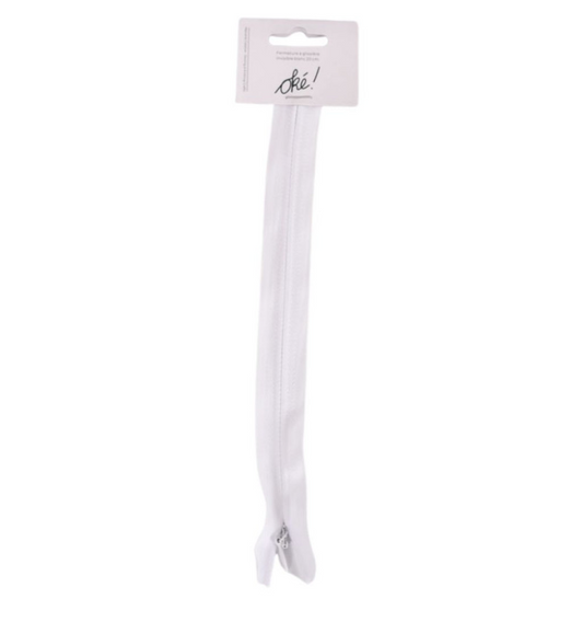 FERMETURE A GLISSIERE INVISIBLE 20 CM. BLANC