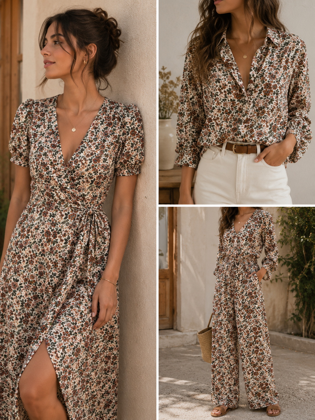 Coupon 0,80m - Jersey Coton Buisson Fleur Cacao