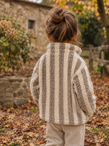 Sherpa Teddy Rayé Beige Taupe