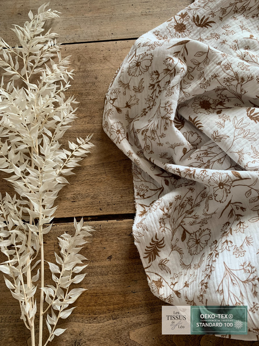 Double Gaze Petites Fleurs Camel