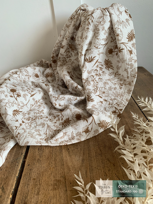 Double Gaze Petites Fleurs Camel