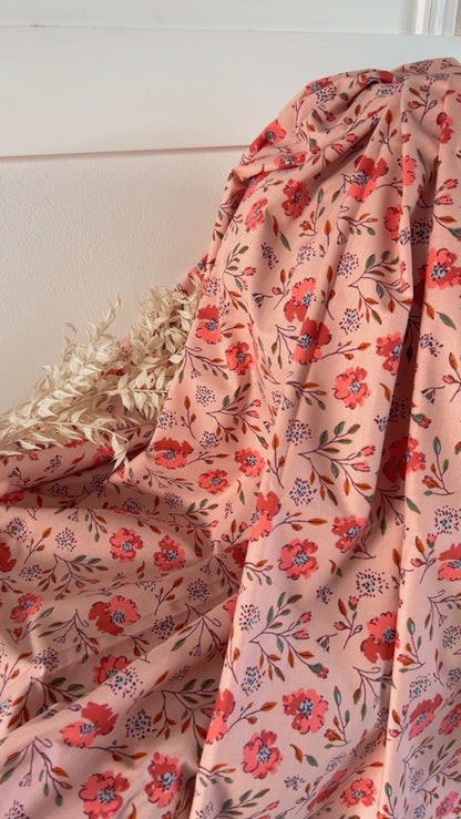 Coton Imprimé JOSY Rose / Camel