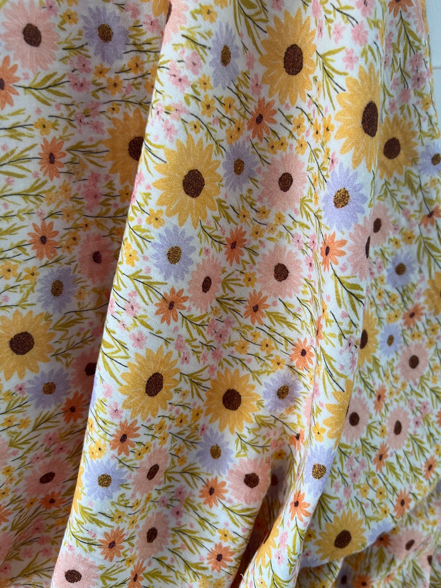 Double Gaze Fleurs - Jaune
