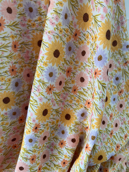 Double Gaze Fleurs - Jaune