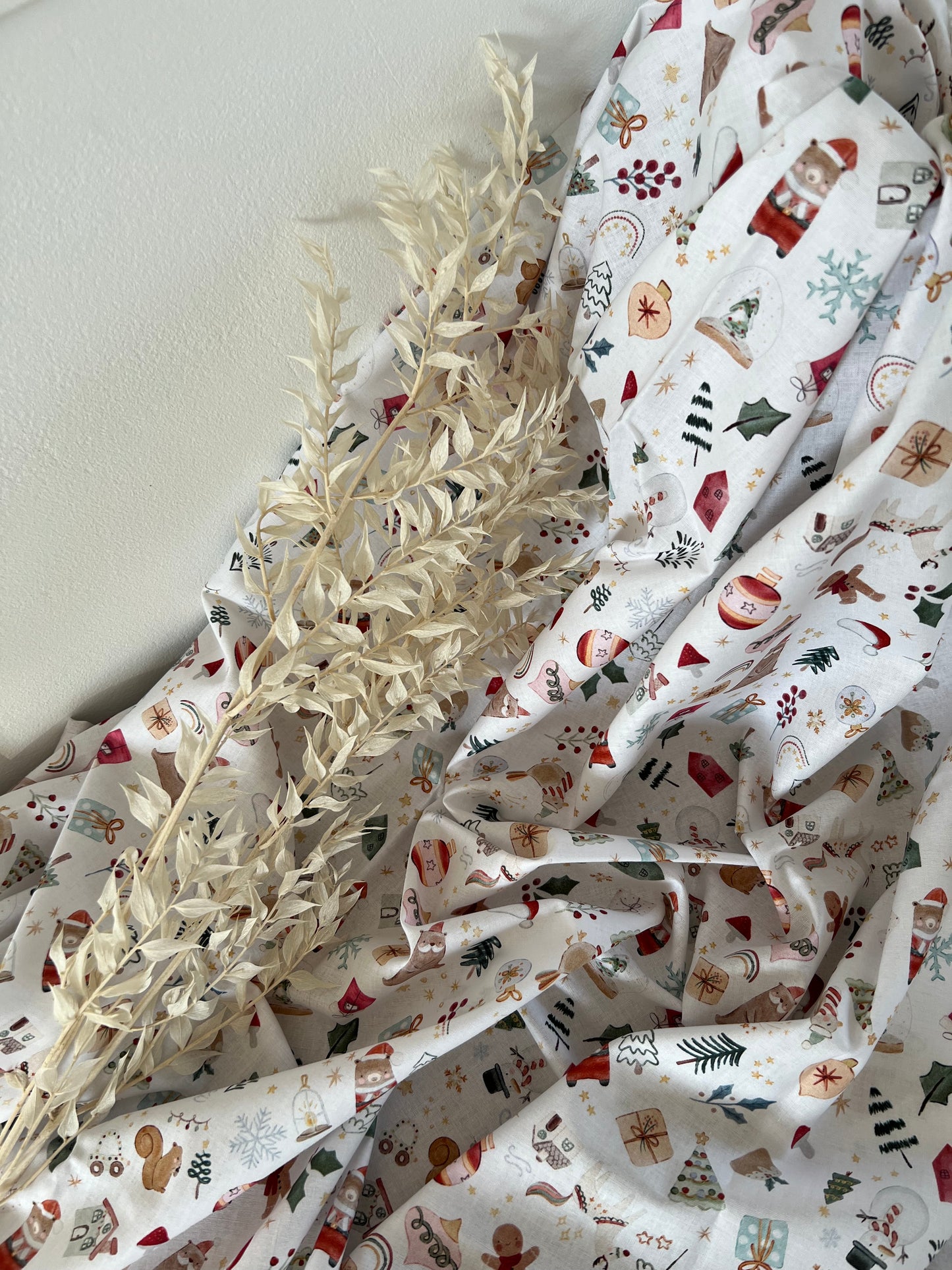 Coton Imprimé Noël Blanc / Rouge