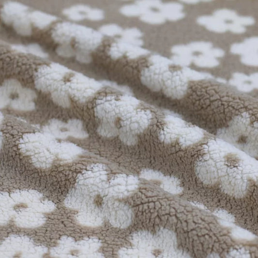 Sherpa Fleurs Beige Foncé