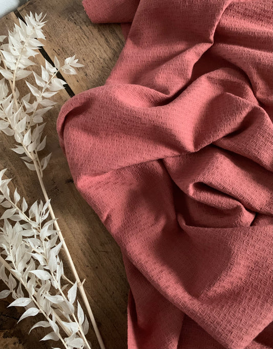 Coton Bio Gaufrée Framboise