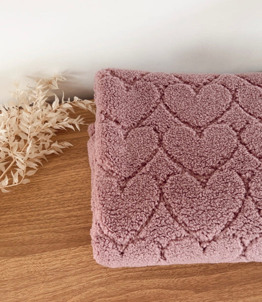 Sherpa Teddy Coeurs Mauve