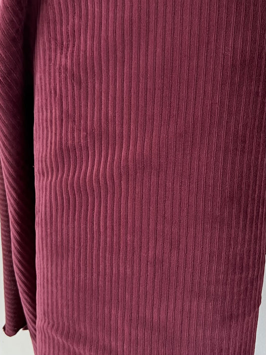 Jersey Velours à Grosses Cotes Bordeaux
