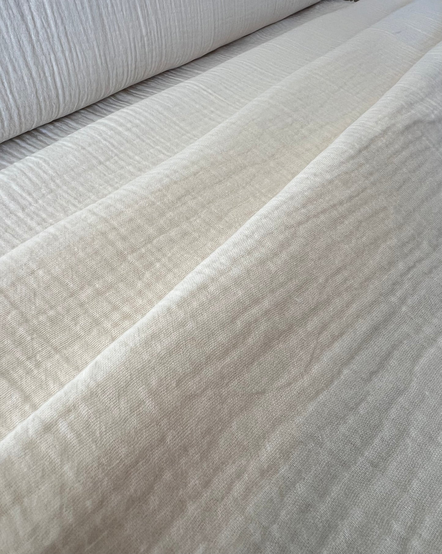 Tissu Double Gaze de Coton Écru Uni