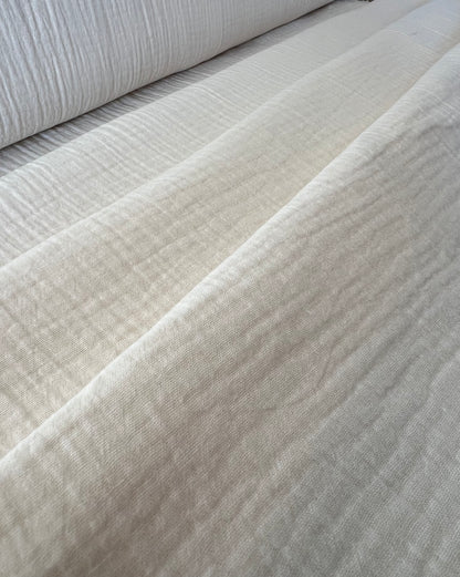 Tissu Double Gaze de Coton Écru Uni